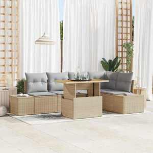 vidaXL Set de masă pentru grădină 6 pcs Bej și gri 100 x 55 x 73 cm imagine