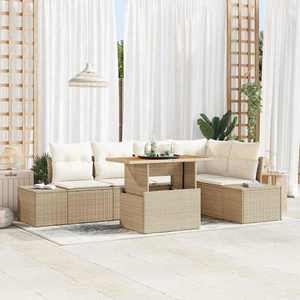 vidaXL Set de masă pentru grădină 6 pcs Bej și crem 100 x 55 x 73 cm imagine