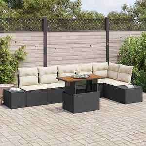 vidaXL Set de masă pentru grădină 7 pcs Negru și Crem 100 x 55 x 73 cm imagine