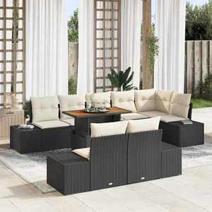 vidaXL Set de masă pentru grădină 9 pcs Negru și Crem 100 x 55 x 73 cm imagine