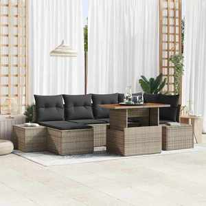 vidaXL Set de masă pentru grădină cu pernă 7 pcs Gri și Brown imagine