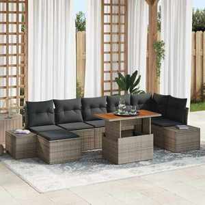 vidaXL Set de canapele pentru grădină cu pernă 8 pcs Gri și Brown imagine