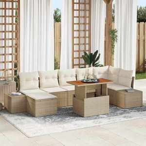 vidaXL Set de canapele pentru grădină cu pernă 8 pcs Bej și crem imagine