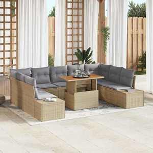 vidaXL Set de masă pentru grădină 10 pcs Bej și gri 100 x 55 x 73 cm imagine