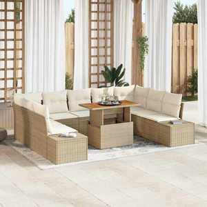 vidaXL Set de masă pentru grădină 10 pcs Bej și crem 100 x 55 x 73 cm imagine