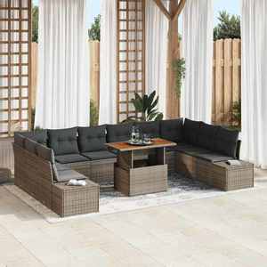vidaXL Set de canapele pentru grădină cu pernă 11 pcs Gri și Brown imagine