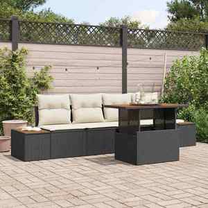 vidaXL Set de masă pentru grădină 5 pcs Negru și Bej 100 x 55 x 73 cm imagine