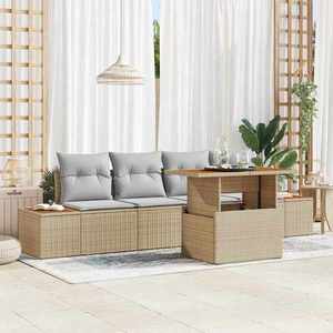 vidaXL Set de masă pentru grădină 5 pcs Bej și gri 100 x 55 x 73 cm imagine