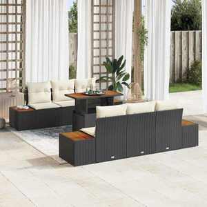 vidaXL Set de masă pentru grădină 7 pcs Negru și Bej 100 x 55 x 73 cm imagine