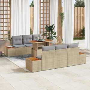 vidaXL Set de masă pentru grădină 7 pcs Bej și gri 100 x 55 x 73 cm imagine