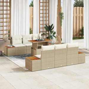 vidaXL Set de masă pentru grădină 7 pcs Bej și crem 100 x 55 x 73 cm imagine