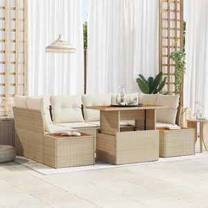 vidaXL Set de masă pentru grădină 7 pcs Bej și crem 100 x 55 x 73 cm imagine