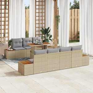 vidaXL Set de canapele pentru grădină cu pernă 8 pcs Bej Rattan poli imagine