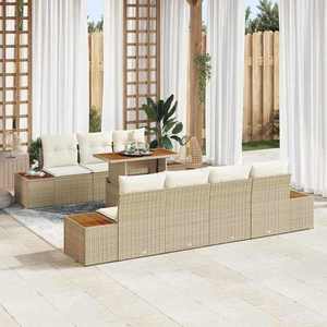vidaXL Set de canapele pentru grădină cu pernă 8 pcs Bej Rattan poli imagine