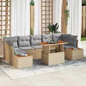 vidaXL Set de masă pentru grădină 8 pcs Bej și gri 100 x 55 x 73 cm imagine