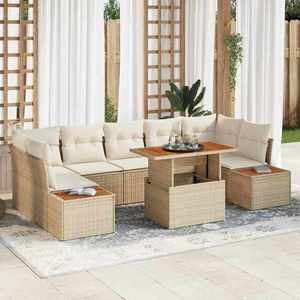 vidaXL Set de masă pentru grădină 8 pcs Bej și crem 100 x 55 x 73 cm imagine