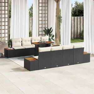 vidaXL Set de masă pentru grădină 9 pcs Negru și Bej 100 x 55 x 73 cm imagine