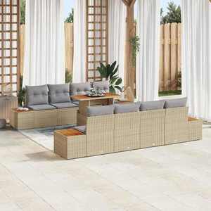 vidaXL Set de masă pentru grădină 9 pcs Bej și gri 100 x 55 x 73 cm imagine