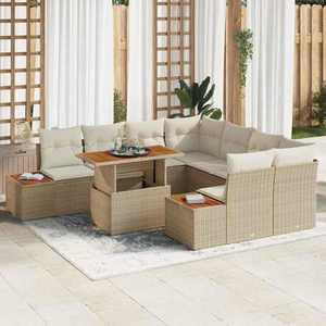 vidaXL Set de masă pentru grădină 9 pcs Bej și crem 100 x 55 x 73 cm imagine