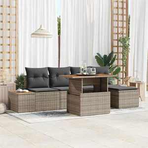 vidaXL Set de masă pentru grădină cu pernă 6 pcs Gri și Brown imagine