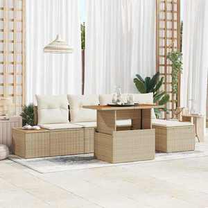 vidaXL Set de masă pentru grădină cu pernă 6 pcs Bej și crem imagine