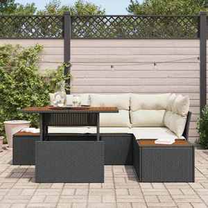 vidaXL Set de masă pentru grădină 5 pcs Negru și Bej 100 x 55 x 73 cm imagine