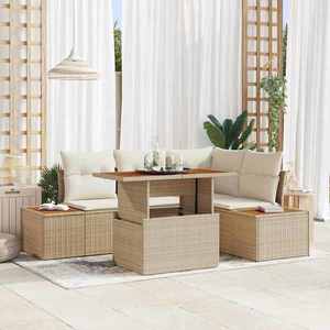 vidaXL Set de masă pentru grădină 5 pcs Bej și crem 100 x 55 x 73 cm imagine