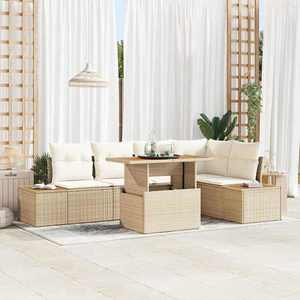 vidaXL Set de masă pentru grădină 6 pcs Bej, crem 100 x 55 x 73 cm imagine
