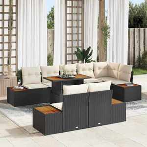vidaXL Set de masă pentru grădină 9 pcs Negru și Bej 100 x 55 x 73 cm imagine