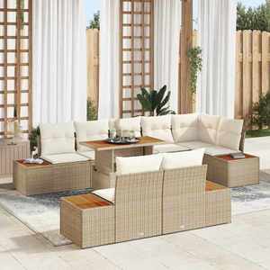 vidaXL Set de masă pentru grădină 9 pcs Bej și crem 100 x 55 x 73 cm imagine