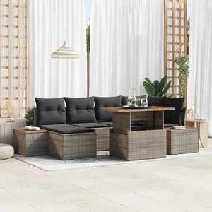 vidaXL Set de masă pentru grădină cu pernă 7 pcs Gri și Brown imagine