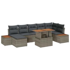 vidaXL Set de masă pentru grădină cu pernă 8 pcs Gri și Brown imagine