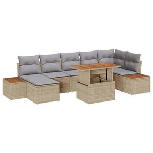 vidaXL Set de masă pentru grădină cu pernă 8 pcs Bej și gri imagine