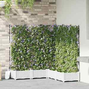 vidaXL Ghiveci de grădină cu trellis 5 pcs Alb 120 x 120 x 125.5 cm PP imagine
