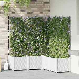 vidaXL Ghiveci de grădină cu trellis 5 pcs Alb 120 x 120 x 143 cm PP imagine
