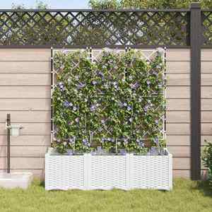 vidaXL Ghivece pentru grădină Alb 120 x 40 x 142 cm Oțel imagine