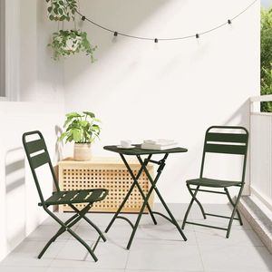 vidaXL Set bistro 3 pcs Verde închis Oțel imagine