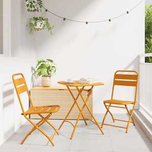 vidaXL Set bistro 3 pcs Muștar Oțel imagine