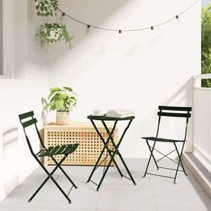 vidaXL Scaun pliabil pentru grădină 2 pcs Verde 42 x 46 x 82cm Oțel imagine