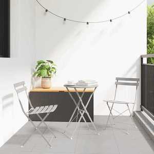 vidaXL Scaun pliabil pentru grădină 2 pcs Bej 42 x 46 x 82cm Oțel imagine