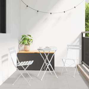 vidaXL Set Bistro Pliabil 3 pcs Alb Oțel imagine