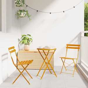 vidaXL Set Bistro Pliabil 3 pcs Muștar Oțel imagine