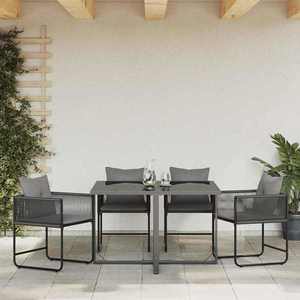 vidaXL Scaune de grădină 4 pcs Negru și antracit 50.5 x 53.5 x 63.5 cm imagine