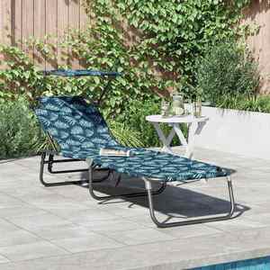 vidaXL Șezlong pliabil cu pernă Verde 56 x 190 x 81cm țesătură imagine
