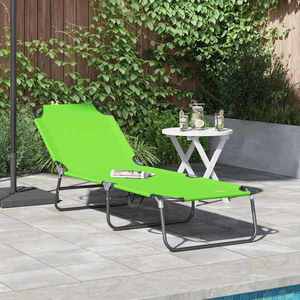 vidaXL Șezlong pliabil 1-persoană Verde 56 x 189 x 87cm țesătură imagine