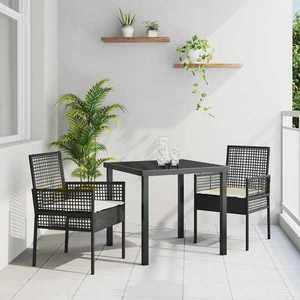 vidaXL Scaun pentru Grădină 2 pcs Negru 53 x 60 x 85cm poliratan imagine