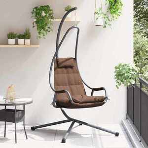vidaXL Scaun suspendat ou Manual Cafea 94 x 107 x 196.5 cm Oțel imagine