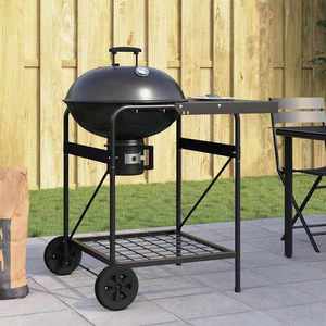 vidaXL Grătar exterior cu roata Negru 96 x 72 x 113 cm Metal imagine