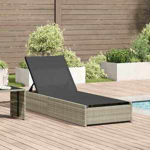 vidaXL Șezlong cu pernă 1-persoană Bej 60 x 200 x 27cm poliratan imagine