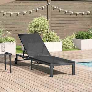 vidaXL Șezlong 1-persoană Negru 60 x 200 x 27cm poliratan imagine